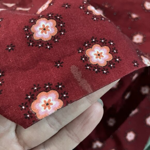 Vintage Handmade Prairie Dress Bonnet Historical Reenactment Calico Red Pioneer - Picture 10 of 13